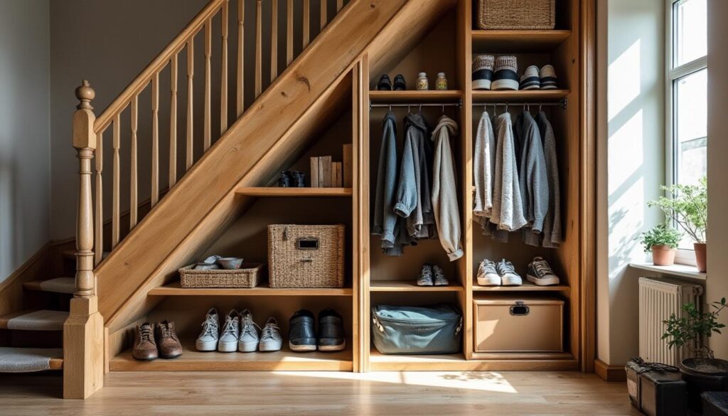 Idées de rangement pour un placard sous escalier selon la saison