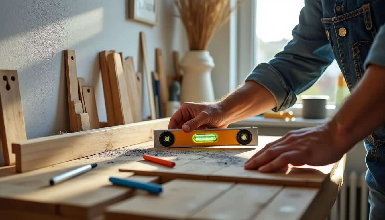 Bien fixer des tringles à rideaux en utilisant un niveau sur le mur