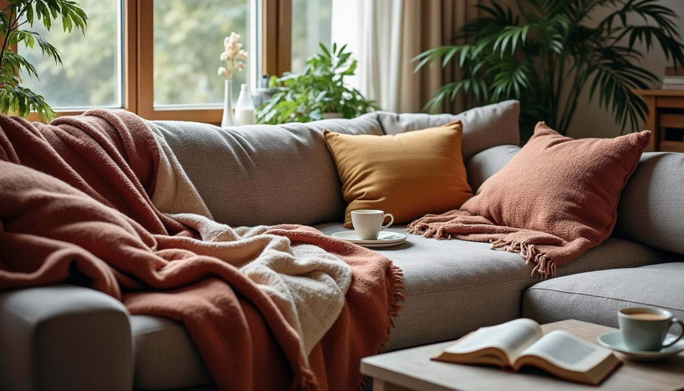 Des idées originales de disposition du plaid sur le canapé