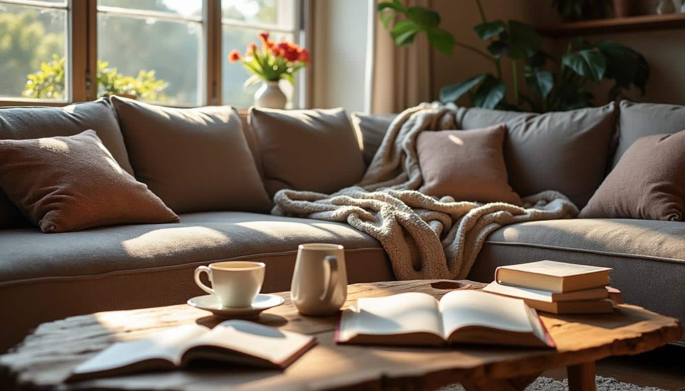 Nos inspirations pour un salon chaleureux avec plaid et canapé