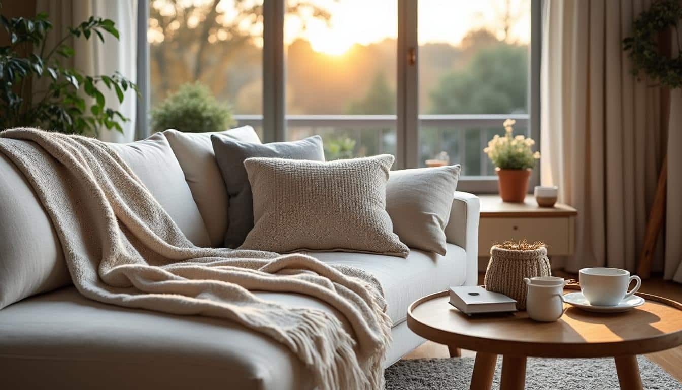 Comment intégrer un plaid sur le canapé dans un style scandinave ?